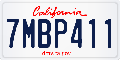 CA license plate 7MBP411