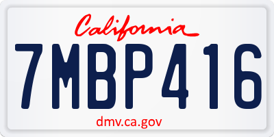 CA license plate 7MBP416