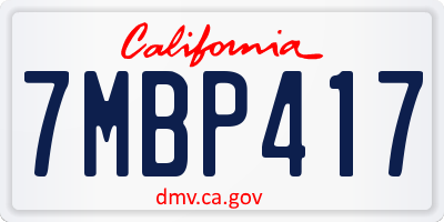 CA license plate 7MBP417