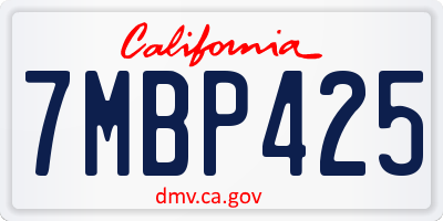 CA license plate 7MBP425