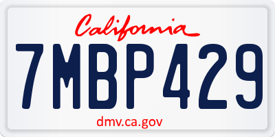 CA license plate 7MBP429