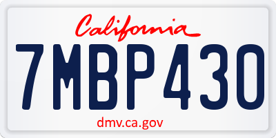 CA license plate 7MBP430