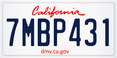 CA license plate 7MBP431