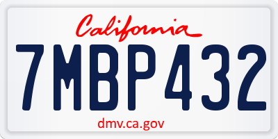 CA license plate 7MBP432
