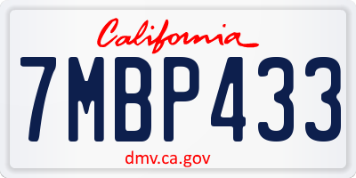 CA license plate 7MBP433
