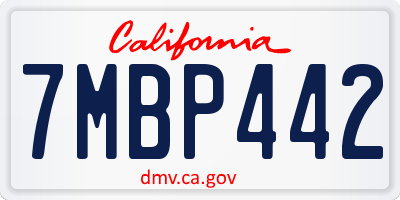 CA license plate 7MBP442