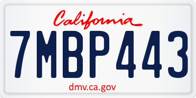 CA license plate 7MBP443