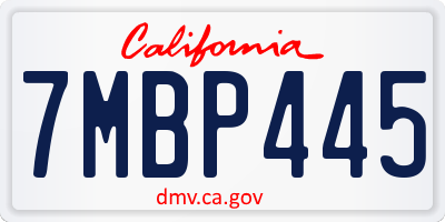 CA license plate 7MBP445