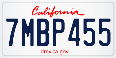 CA license plate 7MBP455
