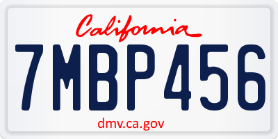 CA license plate 7MBP456