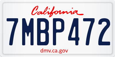 CA license plate 7MBP472