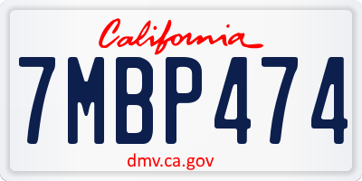CA license plate 7MBP474