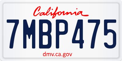 CA license plate 7MBP475
