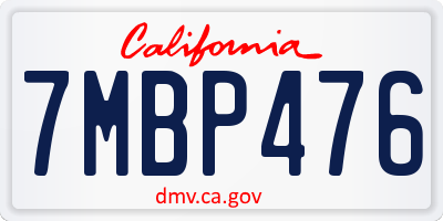 CA license plate 7MBP476