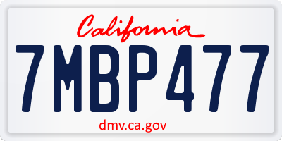 CA license plate 7MBP477