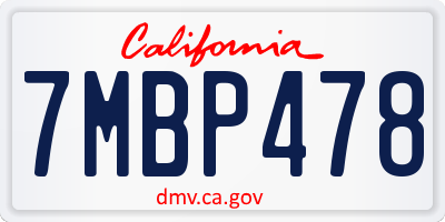 CA license plate 7MBP478