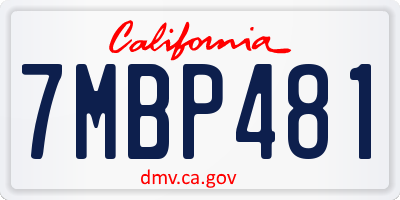 CA license plate 7MBP481