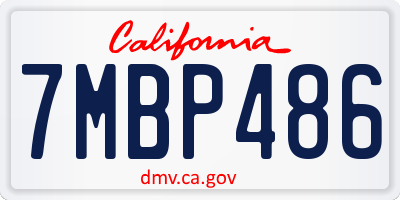 CA license plate 7MBP486