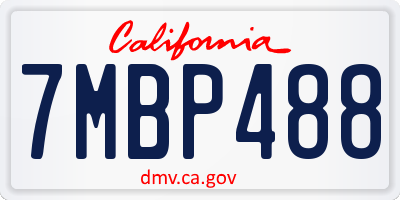 CA license plate 7MBP488