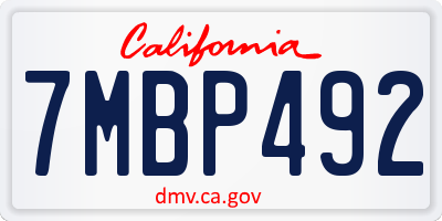 CA license plate 7MBP492