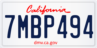 CA license plate 7MBP494