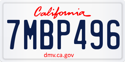 CA license plate 7MBP496