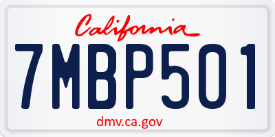 CA license plate 7MBP501