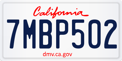 CA license plate 7MBP502