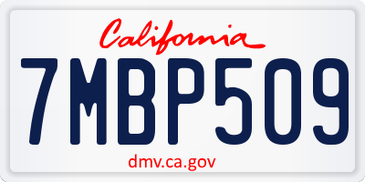 CA license plate 7MBP509