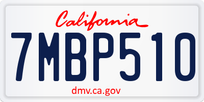 CA license plate 7MBP510