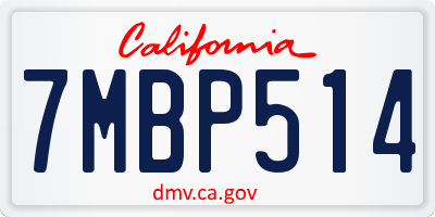 CA license plate 7MBP514