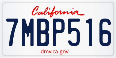 CA license plate 7MBP516
