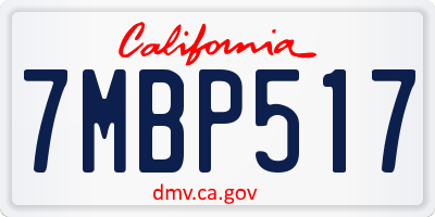 CA license plate 7MBP517