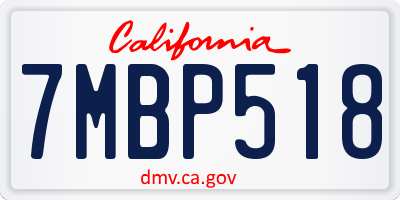 CA license plate 7MBP518