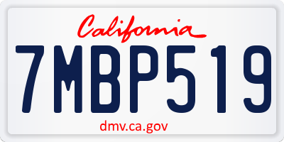 CA license plate 7MBP519