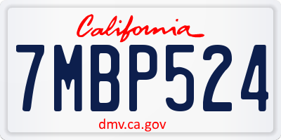 CA license plate 7MBP524