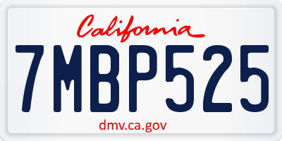 CA license plate 7MBP525