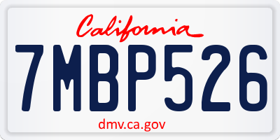 CA license plate 7MBP526