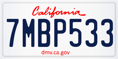 CA license plate 7MBP533