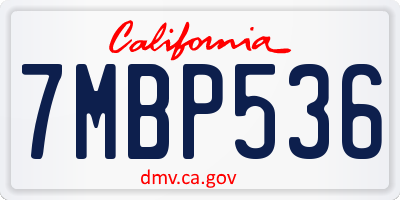 CA license plate 7MBP536