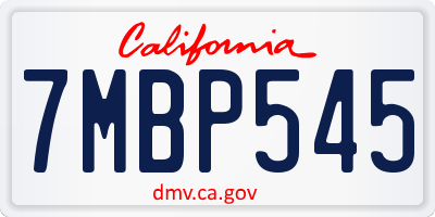 CA license plate 7MBP545