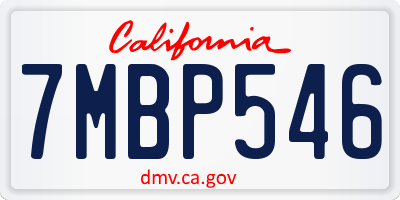 CA license plate 7MBP546