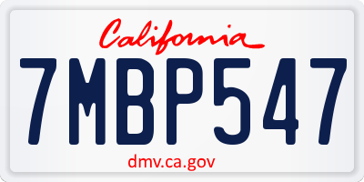 CA license plate 7MBP547