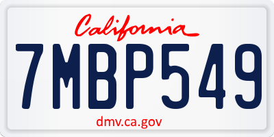 CA license plate 7MBP549