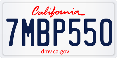 CA license plate 7MBP550