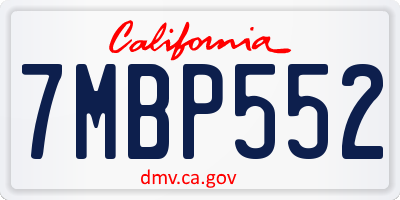 CA license plate 7MBP552
