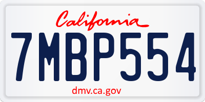 CA license plate 7MBP554