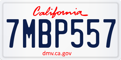 CA license plate 7MBP557