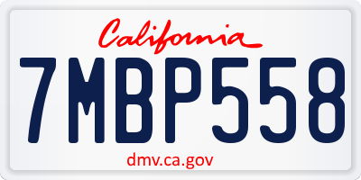 CA license plate 7MBP558