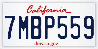 CA license plate 7MBP559